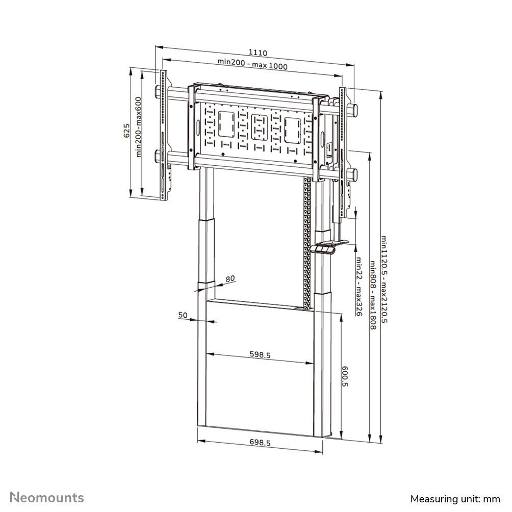 Neomounts WL55-885BL1 Boden-Wand-Halterung 65-105" - motorisiert